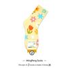 Korean Style Women's Floral Mid-Waist Cotton Socks - College Style with Big Flower Design