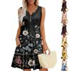 Womens Summer Dresses Loose V Neck Sleeveless Sundresses Dress With Pockets