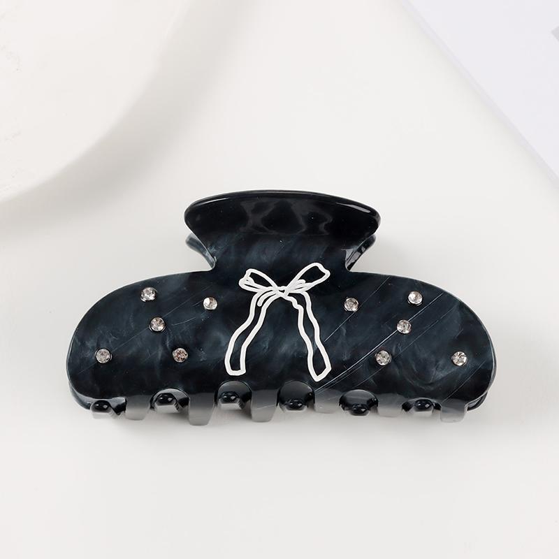 Elegant Hair Claw Clip With  Embellishments Pink Bowknot Design Anti-Slip Grip Fashionable Daily Wear Accessory