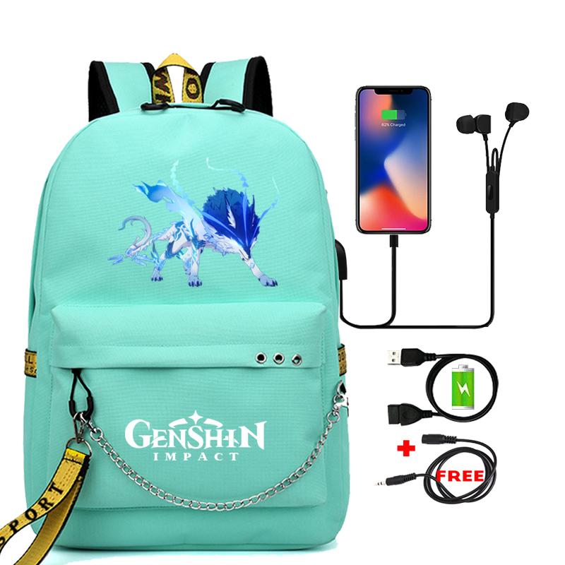 Anime Game Travel Backpack Printed Canvas Backpack Students Women Large Capacity Bookbag Usb Charging for Boy Girl School Bag Kids Gifts