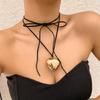 Necklace Big Love-Heart Charm Clavicle Chain Adjustable Wax Rope Chain Necklace