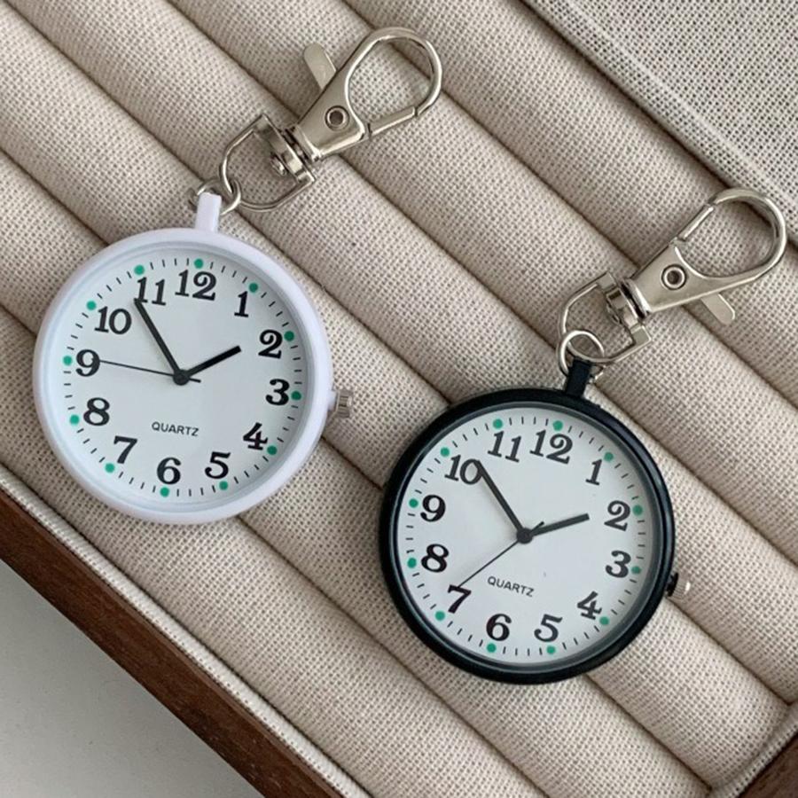 Pocket Watches Luminous Exam Quartz Pocket Watch with Keyring Hanging Keychain Chest watch for Nurses Doctors Students Child