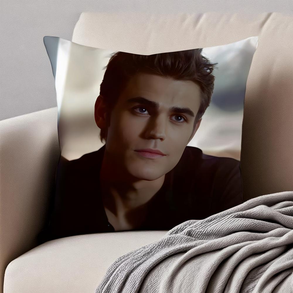 S-Stefan Salvatore Vampire Diaries Lead Cushion Cover Pillowcase Anti-Dustmite Invisible Zipper Short Plush Sofa Cushion