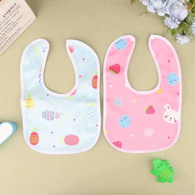 2/5Pcs Baby Cartoon Snap Waterproof Bib Super Soft Baby Bib Newborn Crystal Velvet Saliva Towel