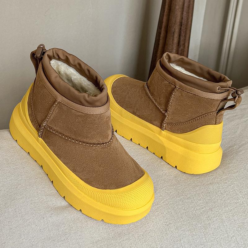 Autumn and winter snow boots heighten platform couple shoes fleece warm platform short boots tide