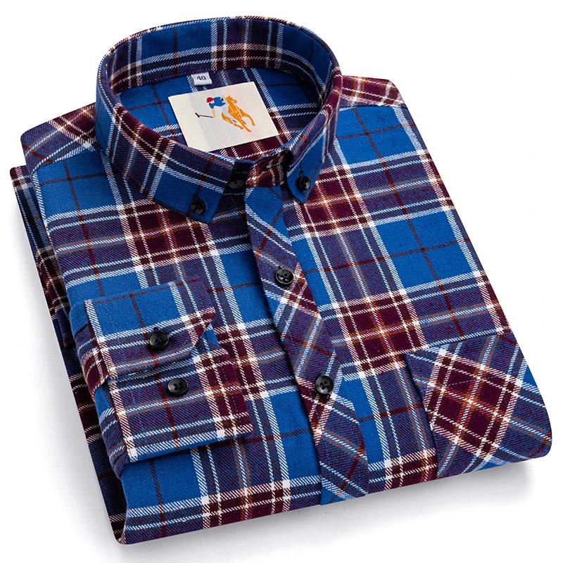 Flanell-Plaidhemden für Herren Klassischer Stil Langarm Umlegekragen Freizeitkleidung Täglicher Gebrauch Pflegeleicht Weiches Material Hemden