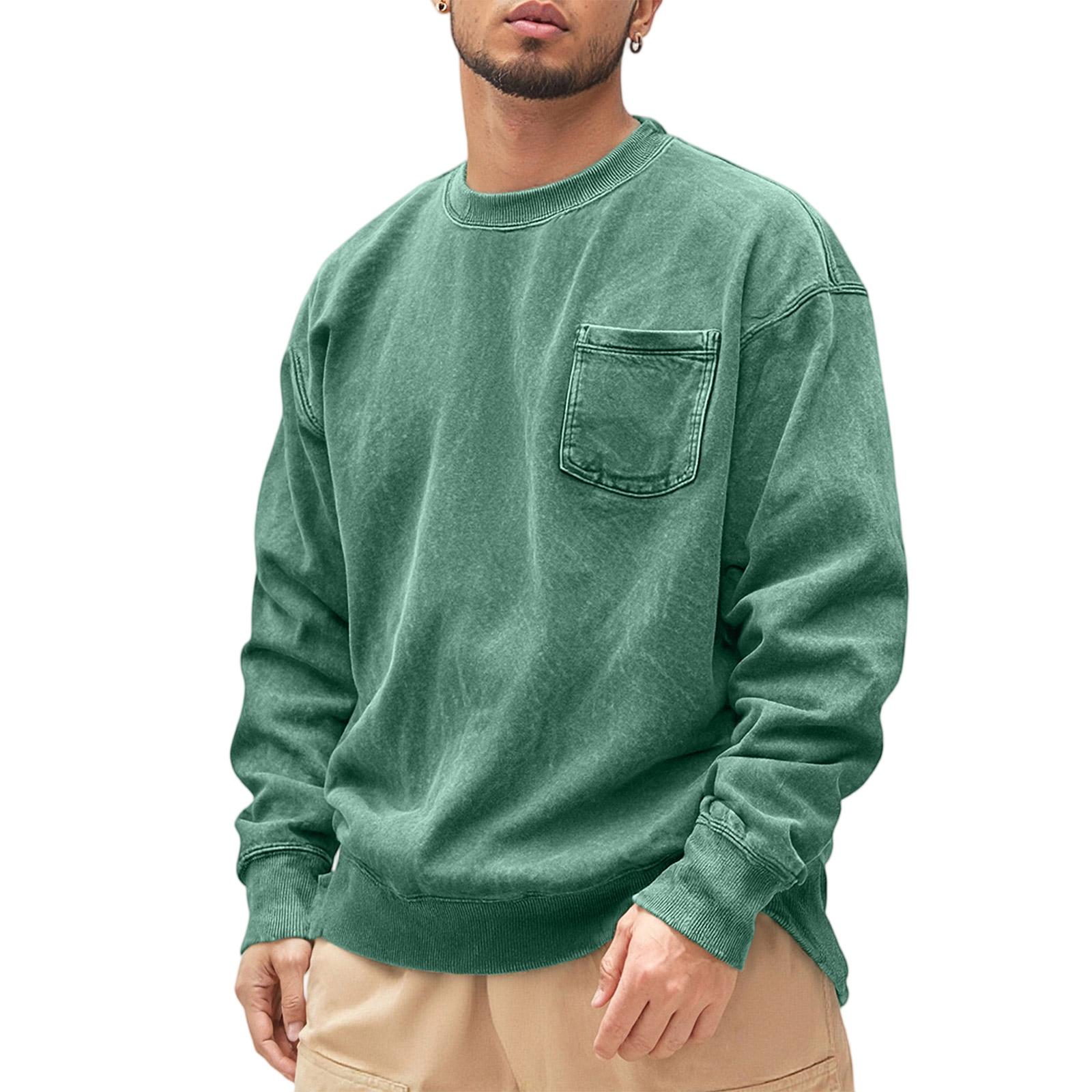 

Мужской Тренд Свободный Круглый вырез Худи Длинные рукава Досуг M зелёный