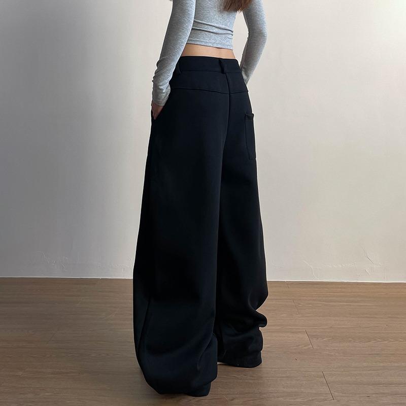 Women's Retro Letter Embroidery Loose Sweatpants - Spring/Summer Casual Crescent Silhouette