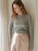 B Muse Mansion U-Neck Ribbed Layered T Shirt Set - Melange Gray