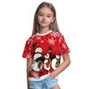 T-Shirt Girls 3D Printed Christmas Featuring Santa Claus Short Sleeve O Neck Casual Christmas Clothes Girls Top