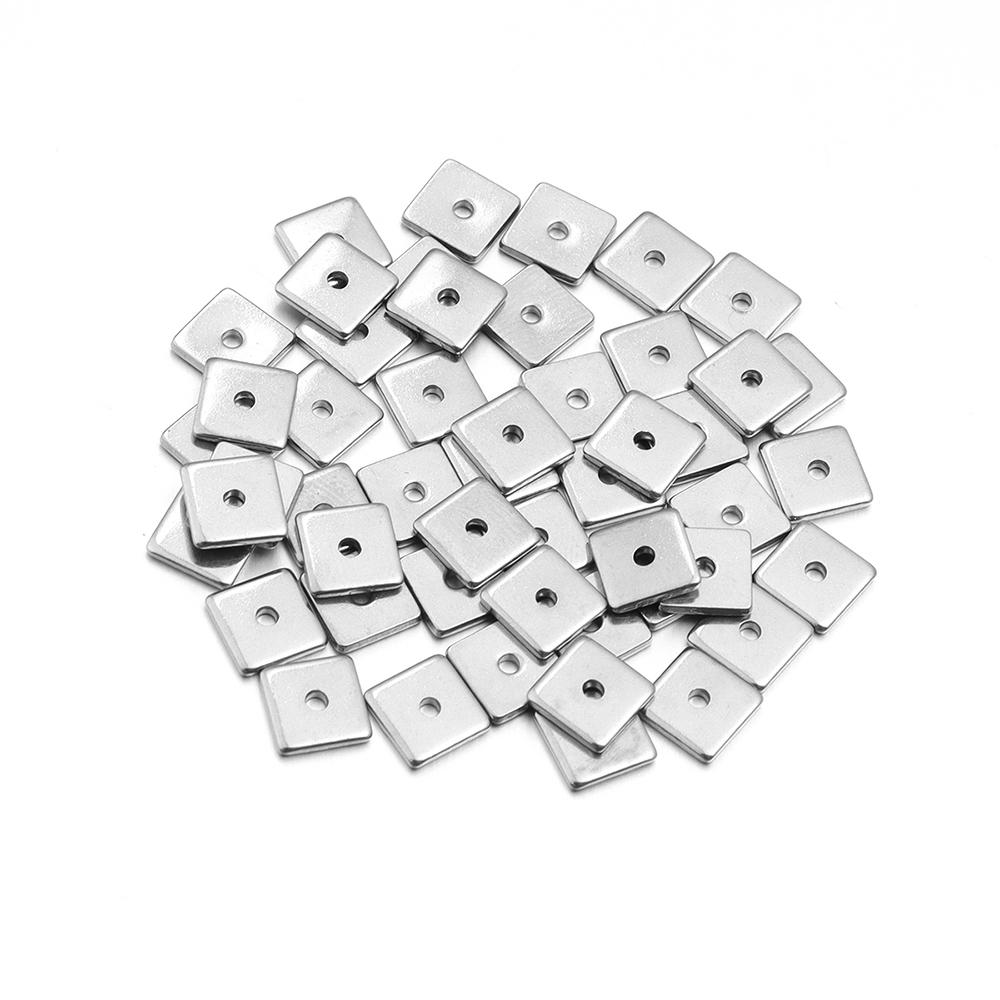 10-50pcs/Lot 4 5 6 8mm Gold Color Stainless Steel Square Flat Spacer Beads Small Hole Loose Spacer Beads Charms for Jewelry