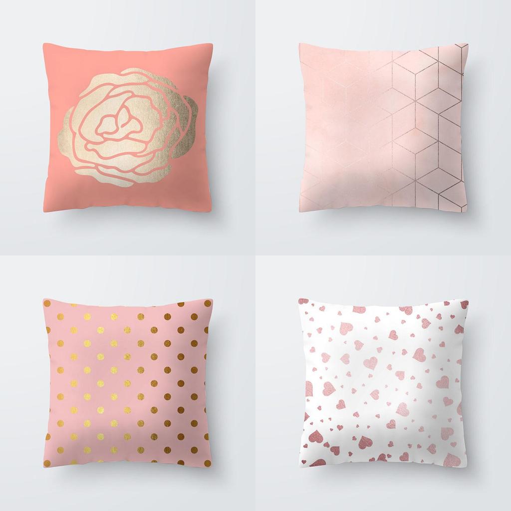 Super Soft Rose Gold Throw Pillow Case With Invisible Zipper And Easy To Clean Material