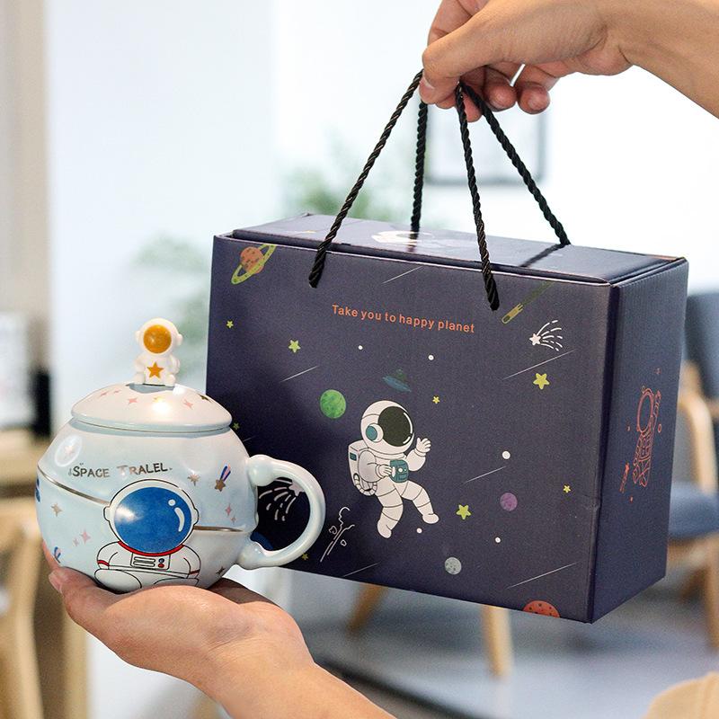Planet Mug Souvenir Ceramic Cup Birthday Gift Large Capacity Lidded Spoon Water Cup Gift