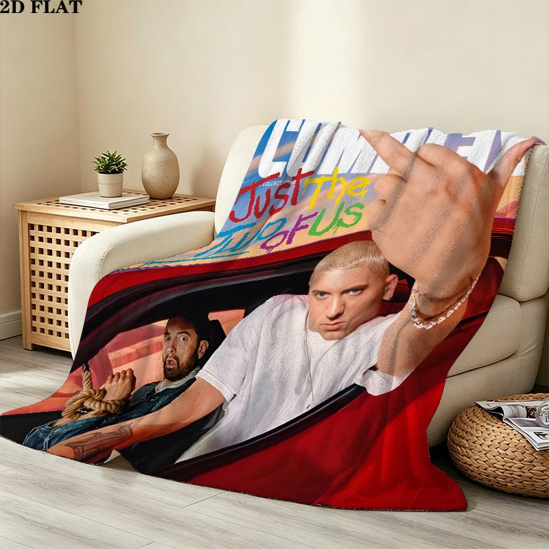 1PC Eminem Patterned Flannel Blanket Suitable For All Seasons For Home Decor Warmth And Comfort Gifts Holiday Present