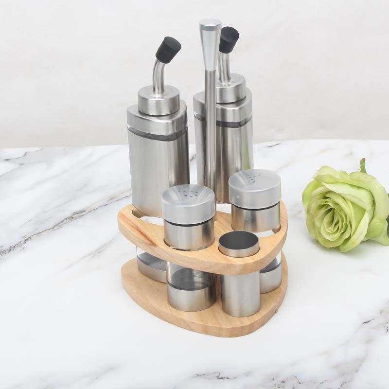 304 Stainless Steel Spice Set: Seasoning Jar, Oil Pot & Salt Shaker with Lid for Home & Restaurant.