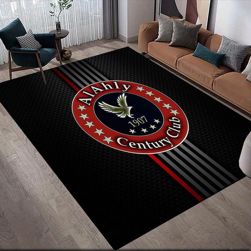 Al Ahly Sporting Club2 Flannel Pattern Square Carpet,Area Rug,Carpet Rug for Living Room Bedroom Sofa Playroom Decor,Non-slip Floor Mat
