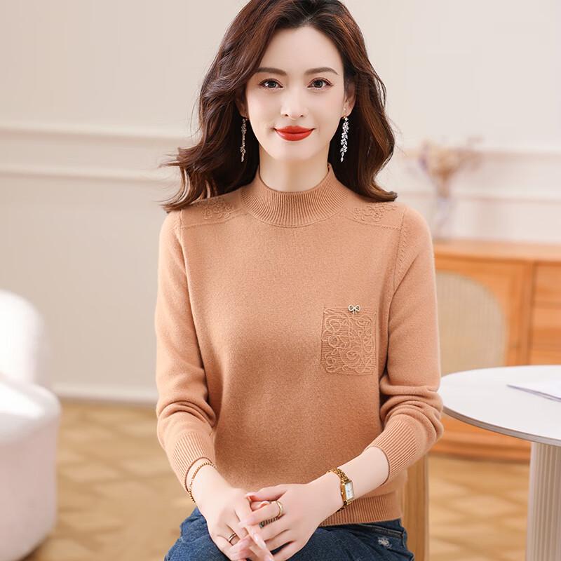 

Женский свитер Fengxun из 100% шерсти с воротником-стойкой M