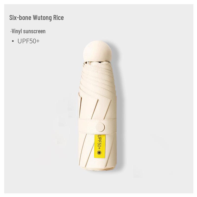 Kompakter ultraleichter fünffach faltbarer Vinyl-Sonnenschirm für Sonne und Regen