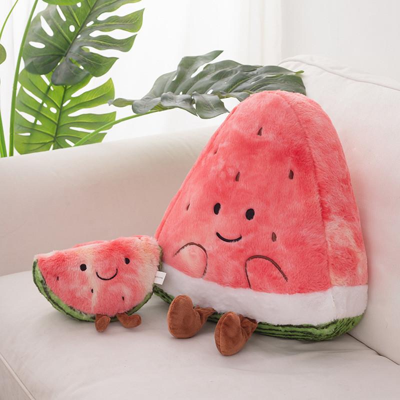 Shape Plush Watermelon Doll With Embroidery Design For Playroom Decor And Gift