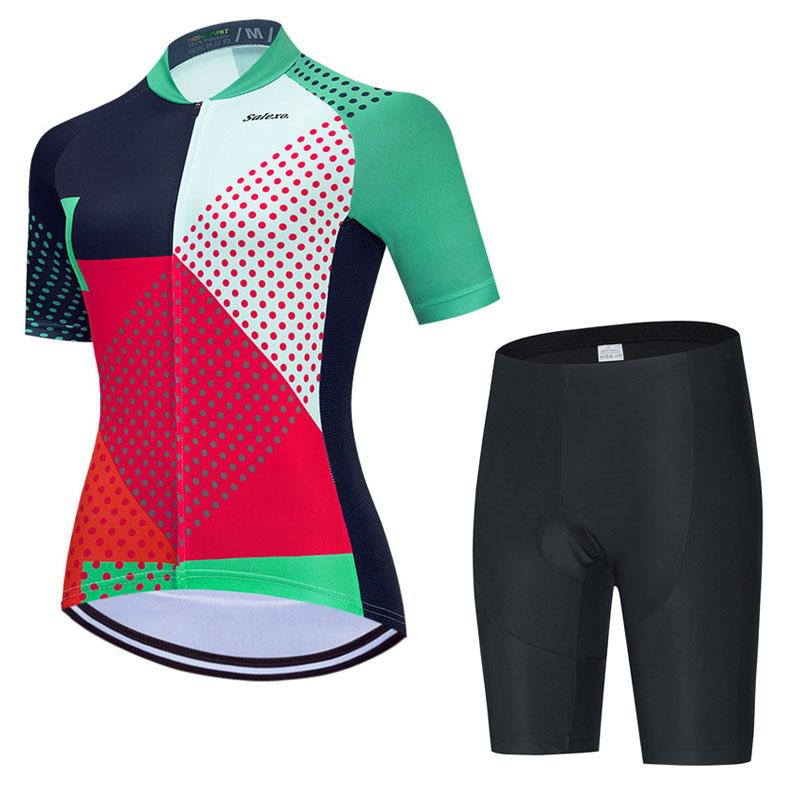 Women Sleeve Set Summer Maillot 19D Bib Shorts Bicycle Clothes Sportwear MTB Cycling Clothing 2026 Summer Breathable Cycling Suit Set