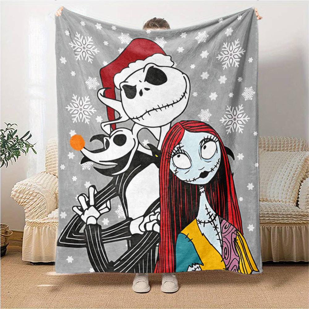 1Pc Christmas Nightmare Before Christmas Blanket Soft Throw Blanket For Home Bedroom Bed Sofa Travel Office Solid Christmas Blanket