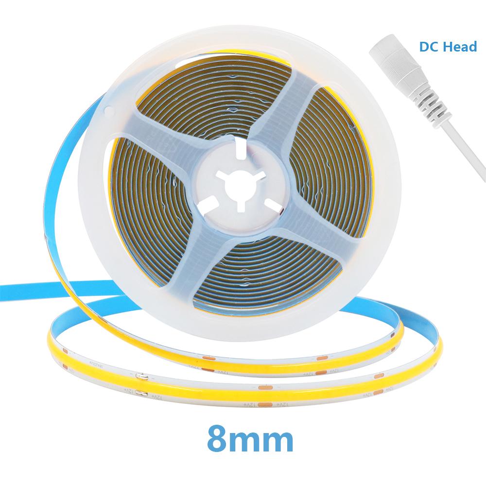 BMW 12V 24V 3mm 5mm PCB COB LED Strip Light 384LED/m 2Pin Wire/DC Plug High Density Linear Lighting 3000K 4000K 6000K 8mm Flex Tape