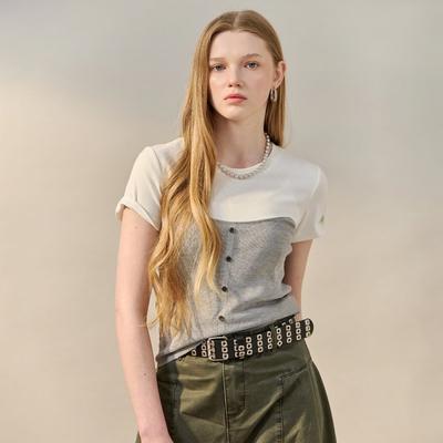 BusTier Layered Color Block ShorT Sleeve T shirT Zf05qk001na