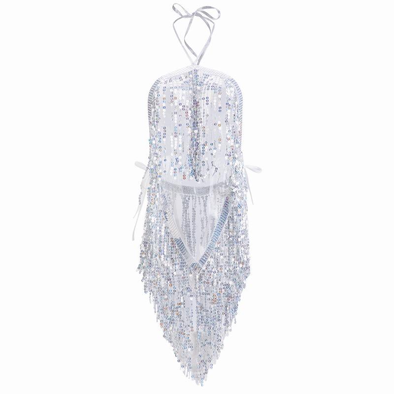 Sequins Tassel Nightclub Perspective Hollow Underwear Sexy Pure Desire Uniform Skinny Suspender Skirt Flirting Suit