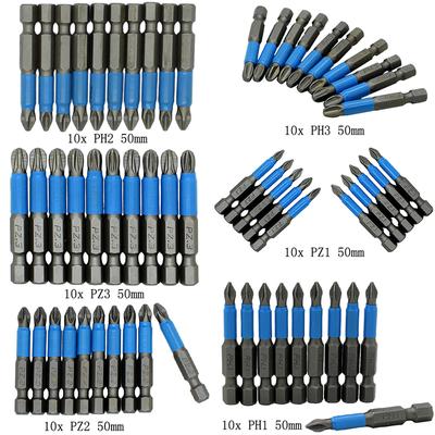 10 bucăți de șurubelnițe antiderapante de 50 mm Set de scule magnetice cu un singur cap Oțel aliat