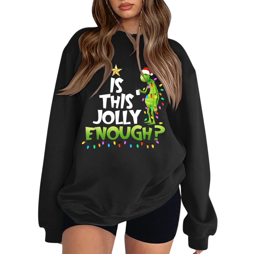 Felpa Girocollo da Donna Autunno Felpe Grafiche Vacanza Manica Lunga Spalla Scesa Pullover