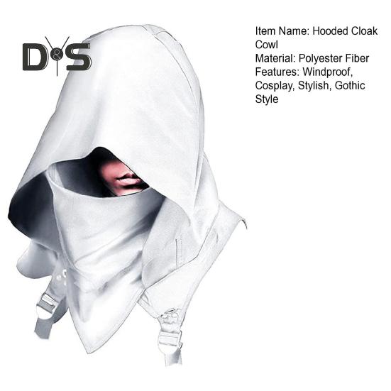 Cyberpunk Cowl Hood Scarf Short Medieval Cape Assassin Hat Pagan Costume Accessory Warrior Cloak Outfit for Halloween Cosplay