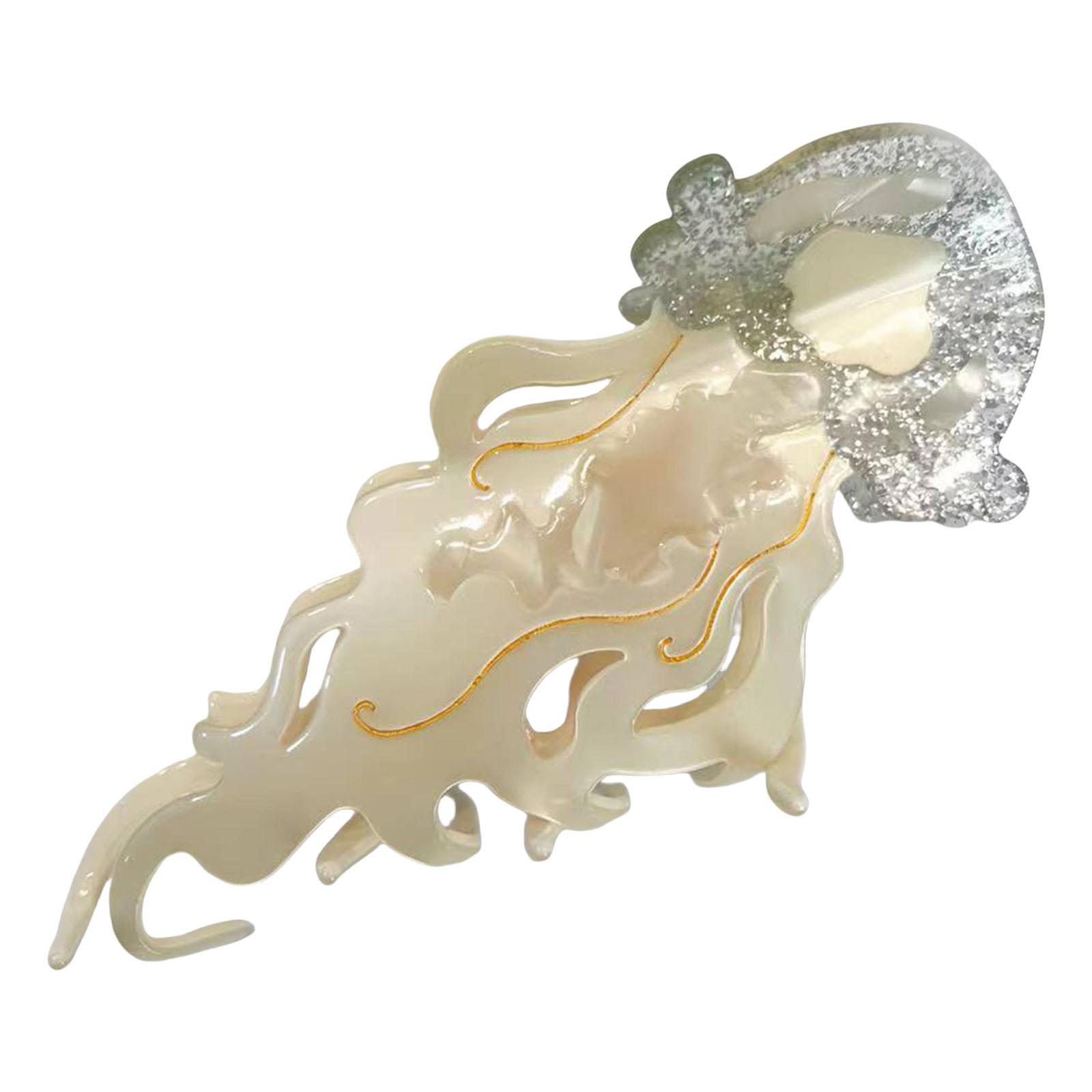 

Большой разноцветный зажим-краб для волос в виде медузы для женщин из ацетата, с сильным захватом для надежной фиксации прически на тематических вечеринках серебряный