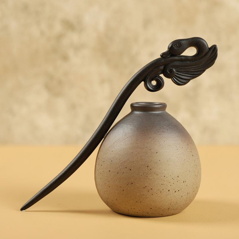 Antike Haarnadel Shen Guibao Ebenholz Haarnadel Geschnitzte Perlen Haarnadel Cheongsam Hanfu Accessoires Tägliche Scheibe Haar Kopfschmuck