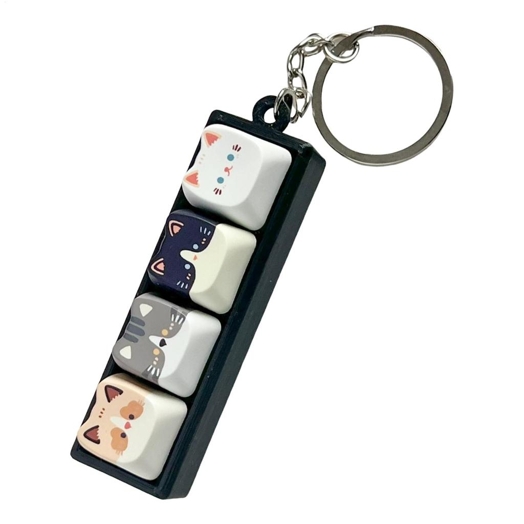 Cute Cat Mechanical Keyboard Button Tester Stress Reduction Cute Keycap Keychain Creative Fidget Toy Bag Pendant Gifts