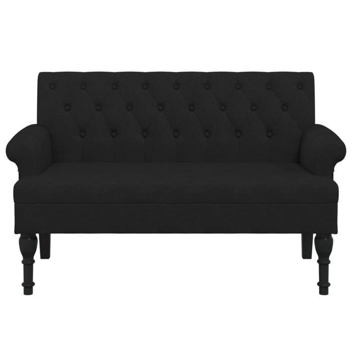 VidaXL Bench with Backrest, Sofa with Armrest, Banquette with Wooden Legs, Living Room Seat, Modern, Black 372122