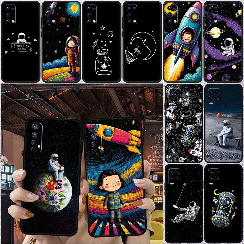 BH4 Astronaut Planet Space Moon Phone Case for Samsung Galaxy S20 S21 S22 Ultra FE + Plus A21S A22 A24 A25 A26 A30 A30S A31