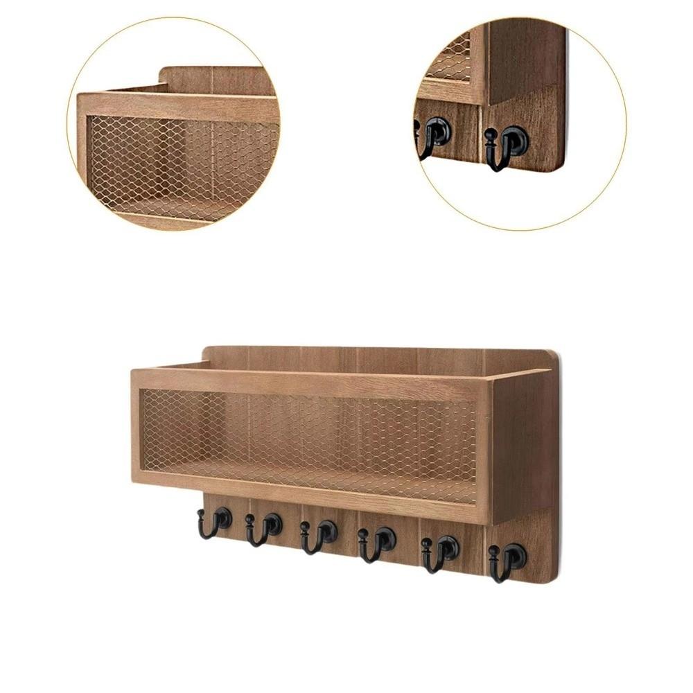 Vintage Key Rack Wooden Storage Shelf Multifunctional Wall Rack Office