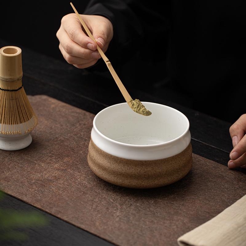 Japanese style tea bowl, new handmade retro thread matcha bowl, ceramic dry brewing bowltea ordering tool accessories