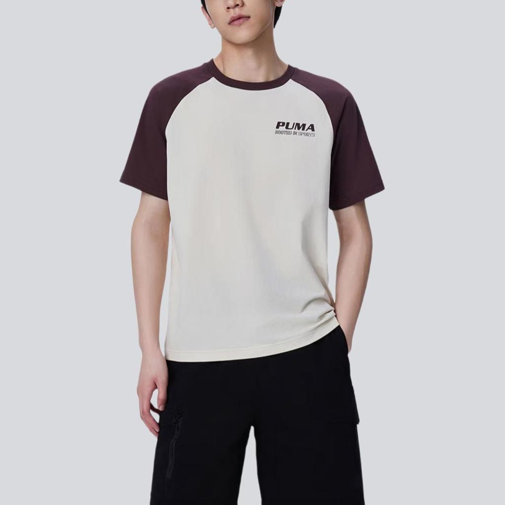 Puma Graphic Round Neck Pullover Retro Color Block Cool Short Sleeve T-Shirt Unisex Tops 696371-87