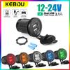 Kebidu 5V 3.1A 12V Dual USB Car Charger with Panel Waterproof Power Adapter Socket Outlet for Vehicle Boat Truck Motorcycle