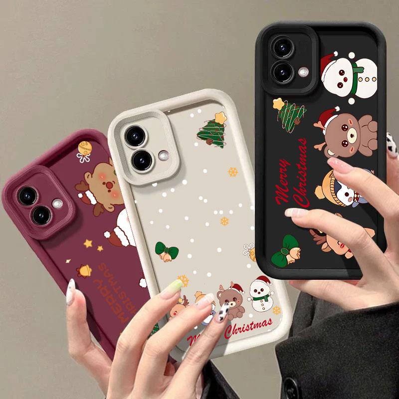 Christmas Snowman Elk Phone Case For Motorola Moto G86 G85 G75 G60 G56 G54 G53 G52 G35 G34 G22 G15 G14 Edge 60 50 Fusion Cover