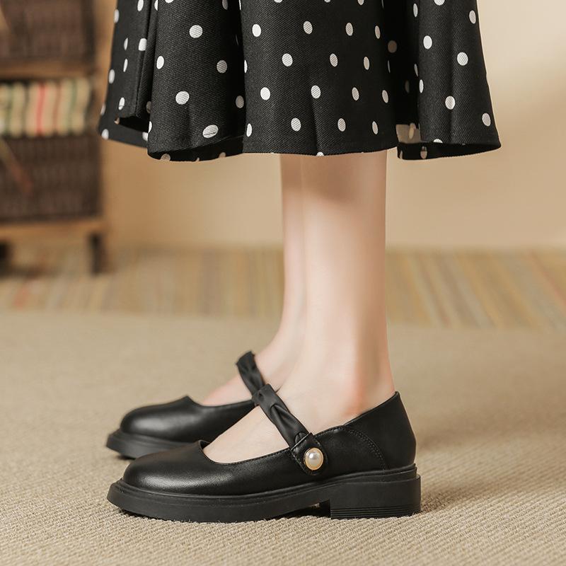 Women's one-pedal women's shoes single shoes flat-soled small leather shoes Mary Jane women's shoes