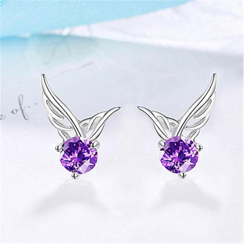 Silver-Plated Angel Wing Stud Earrings for Women