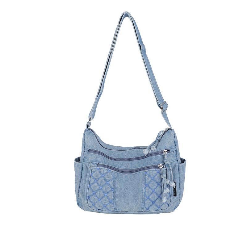 Denim Crossbody Bag for Women with Multi - Pockets & Quilted Detail, Lightweight & Stylish Shoulder Purse