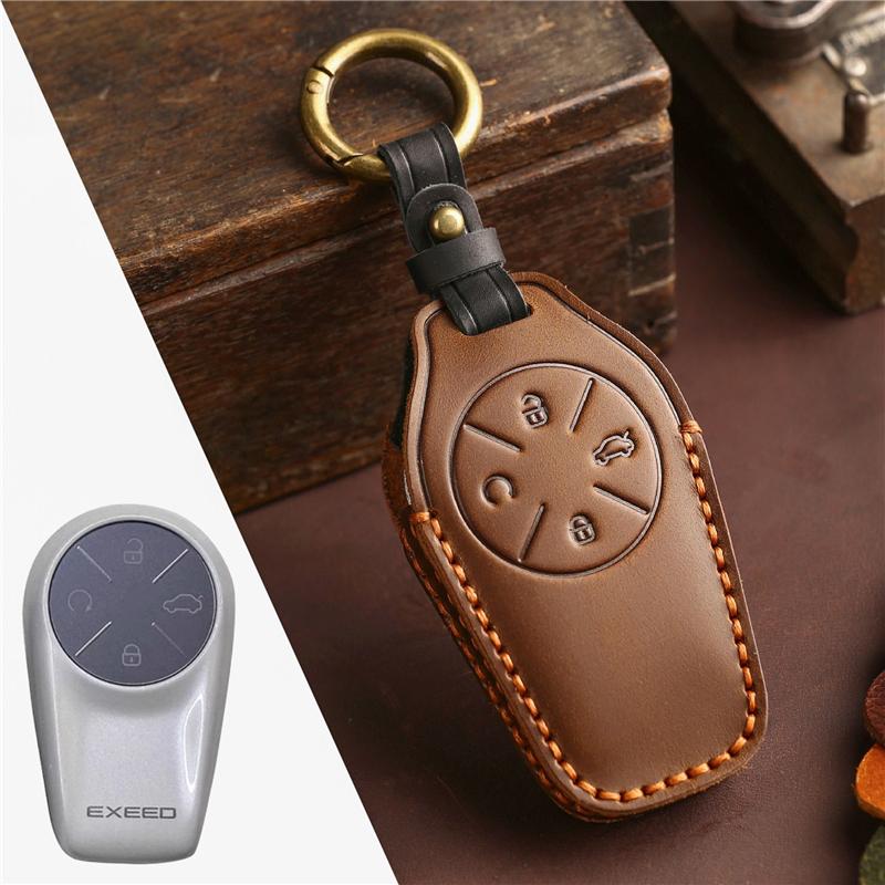 

High Quality Leather Car Remote Key Cover Case Holder Shell Protector For Chery Exeed Vx Fl Rx Cdm Lx Txl Phev Accessories