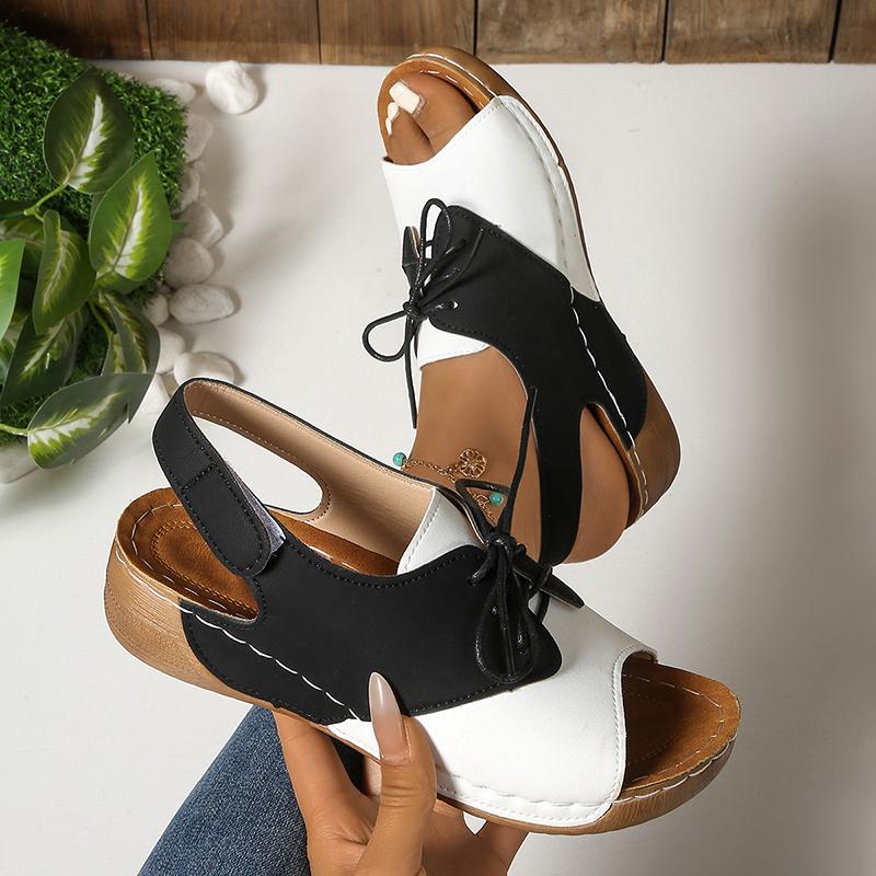 Fashion Fashion Contrast Color Wedge Sandals for Women Summer Thick Sole Non Slip Beach Shoes Woman Comfortable Platform Roman Sandals