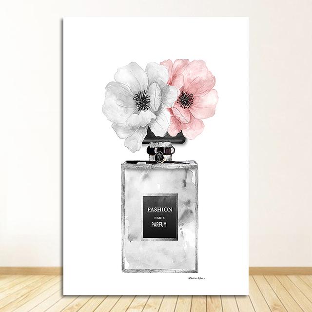 Canvas Art Print Sexy Lips Paintings High Heels Posters Pink Flower Wall Pictures Home Decor Fashion Poster Women Perfume Makeup