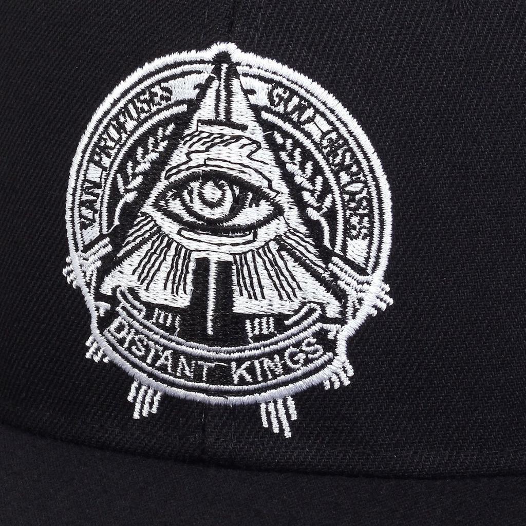 Unisex All-Seeing Eye Embroidered Snapback Hat Black Hip Hop Flat Brim Baseball Cap for Men Women Streetwear Casual Sun Hats
