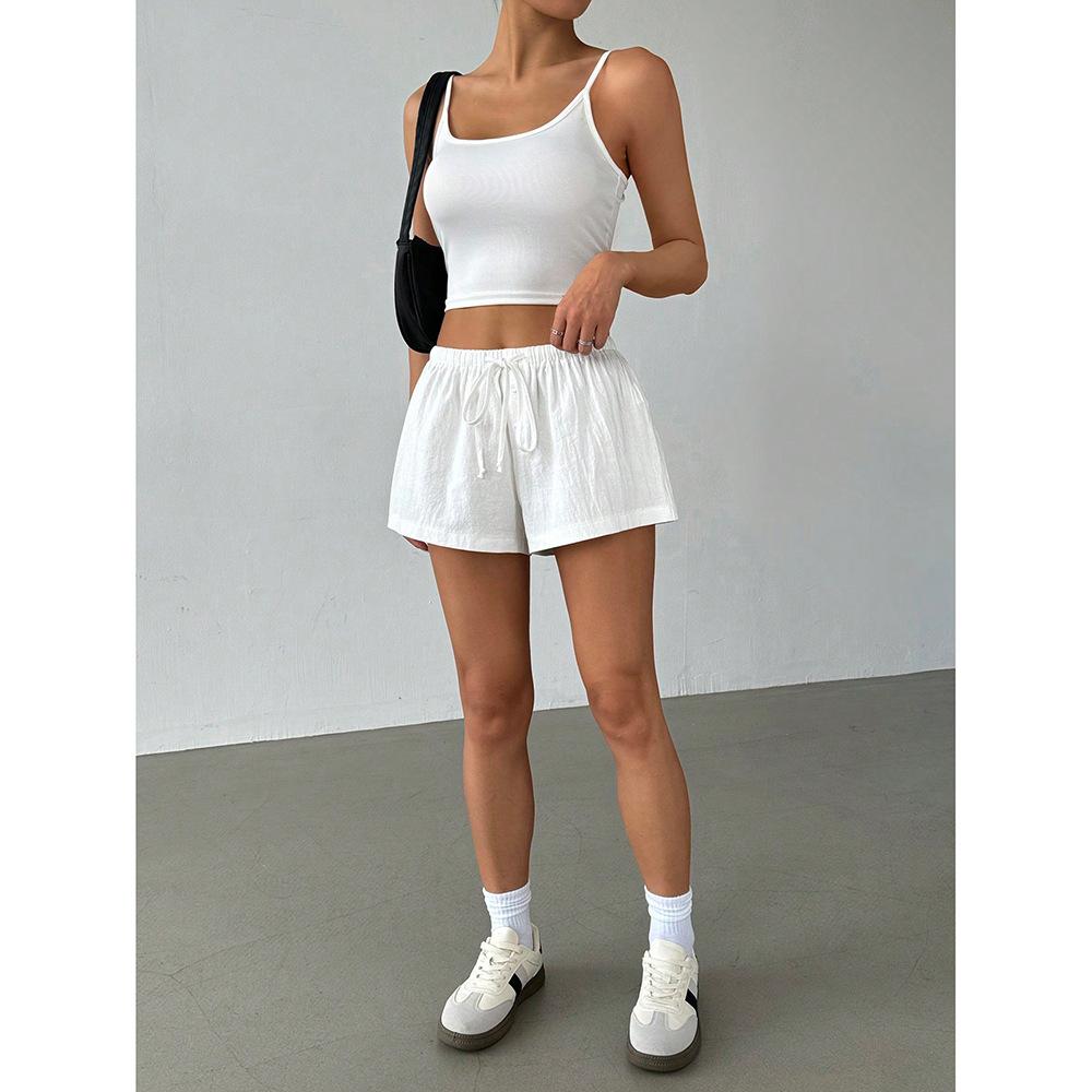 

Casual Shorts for Women s New Summer Drawstring Solid Color Shorts Versatile One size