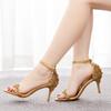 7cm Temperament Light Mouth Strap Thin Heel Sandals Crystal Yellow Diamond Wedding Shoes Sexy Fish Mouth Summer Sandals